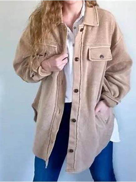 New Listing Free People Ruby Button-Up Shacket In Camel